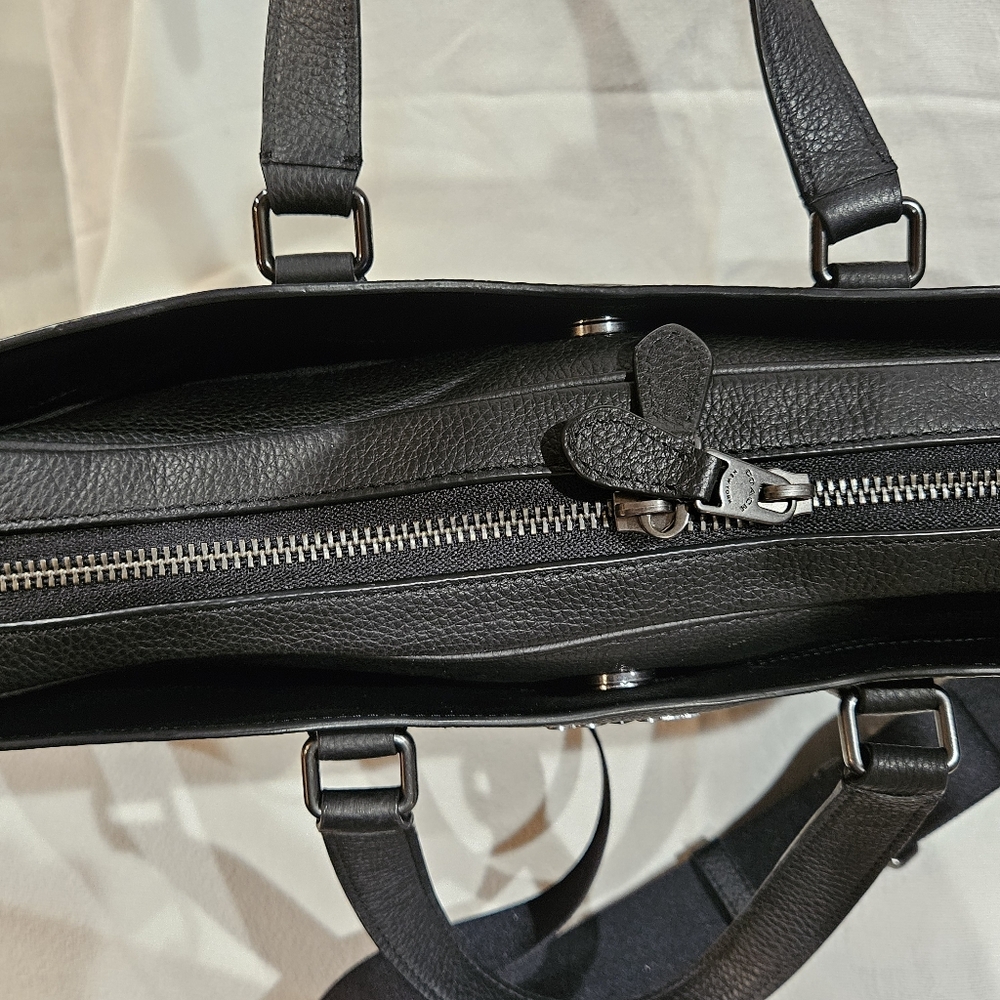 Authentic COACH Graham Structured Briefcase – Black Pebble Leather (Laptop Bag) - Picture 15 of 16